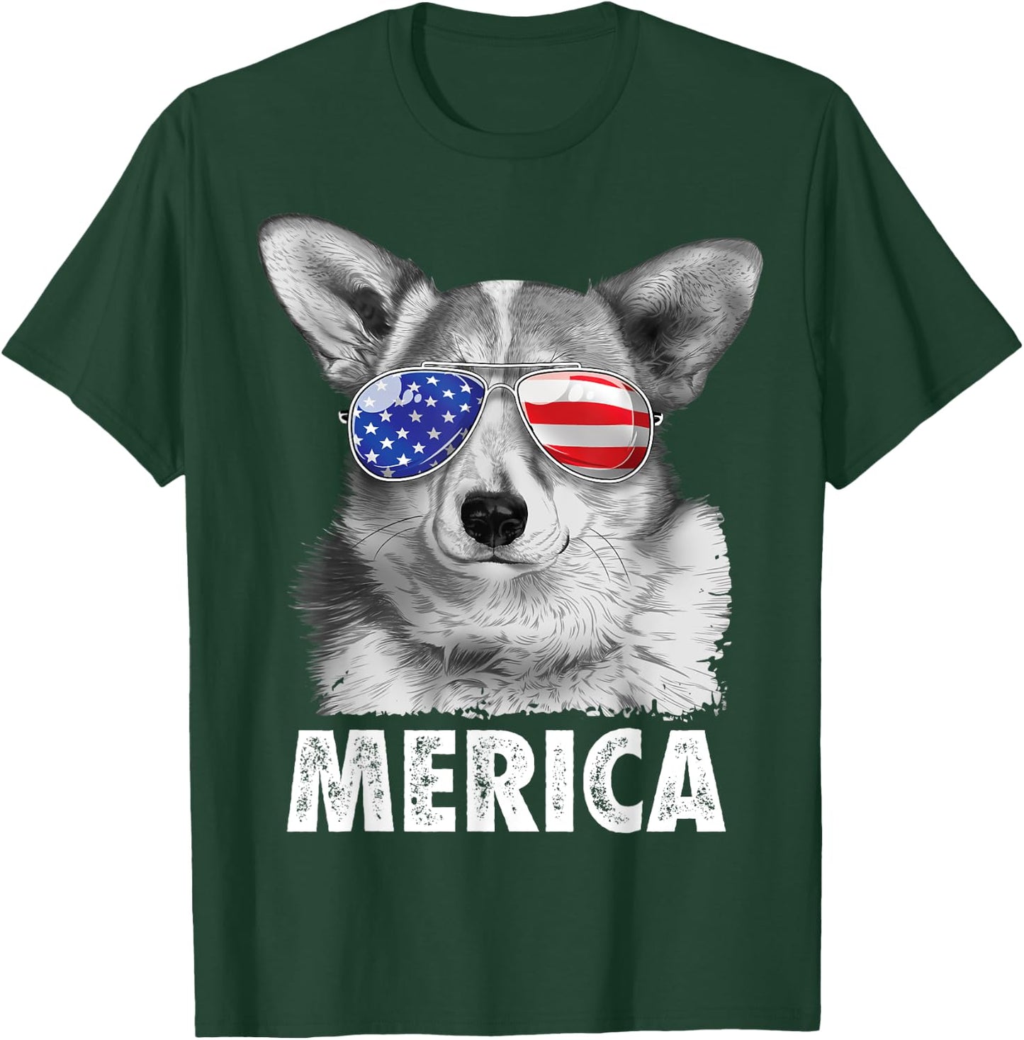 Corgi 4th of July Shirt Merica Men Women USA American Flag T-Shirt - T-Shirt | Forest