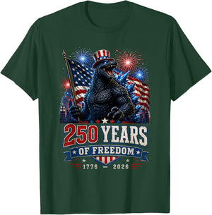 Kaiju Monster Japanese 250 Years 1776 2026 4th of July T-Shirt - T-Shirt | Forest