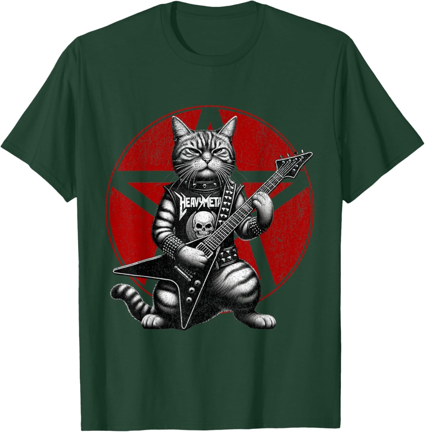 Heavy Metal Cats and Death Metal Music Metalhead Rock Guitar T-Shirt - T-Shirt | Forest