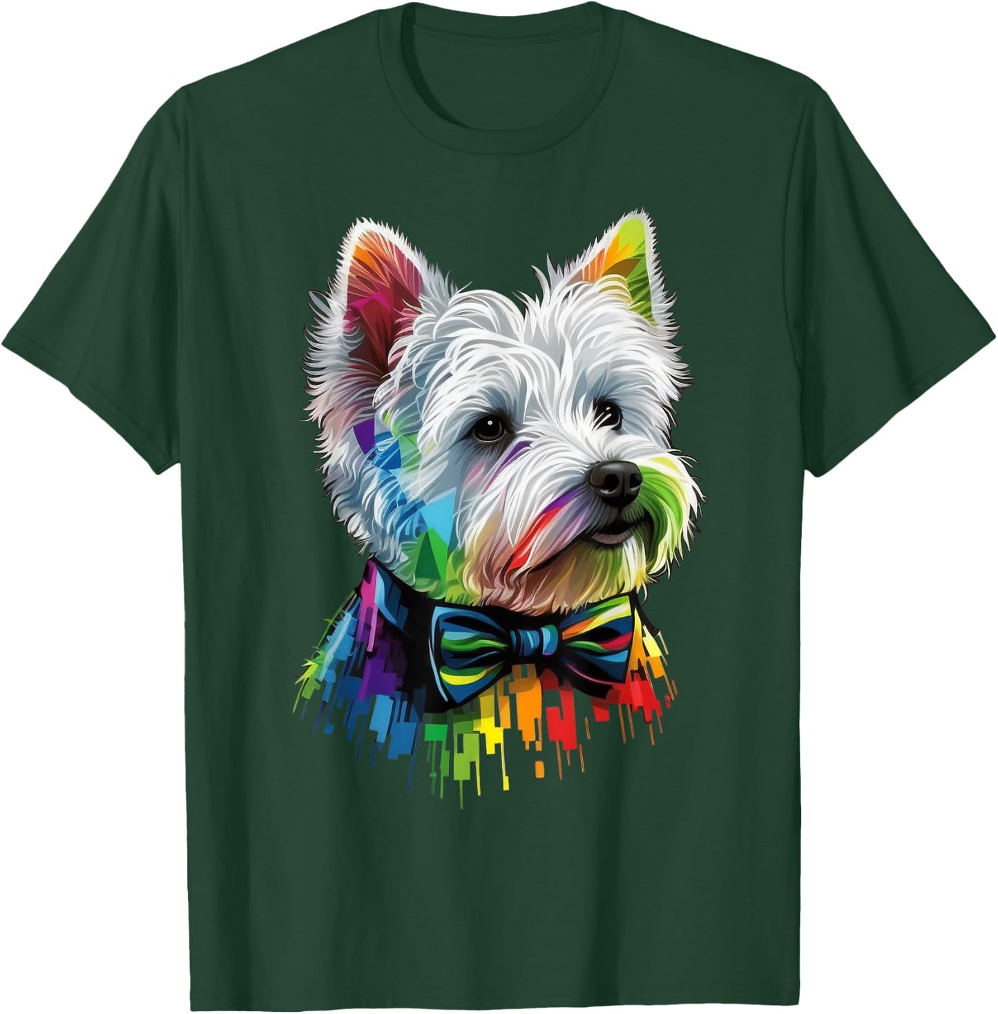 Westie Gay Pride Dog LGBT Rainbow Flag on Westie LGBTQ Men Women Kids T-Shirt - T-Shirt | Forest