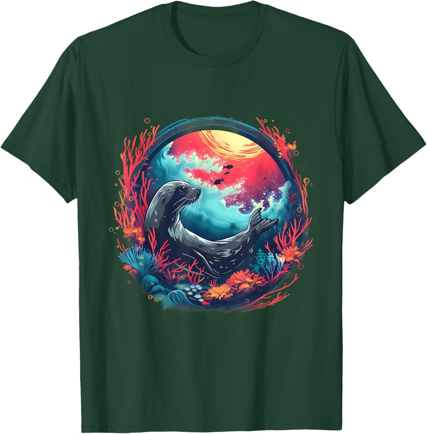 Seal Ocean Sea Animal Sea Ocean Seal Artwork Marine Mammal T-Shirt - T-Shirt | Forest