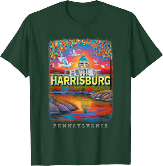 Harrisburg Pennsylvania PA Riverside Reflections SD071 T-Shirt - T-Shirt | Forest
