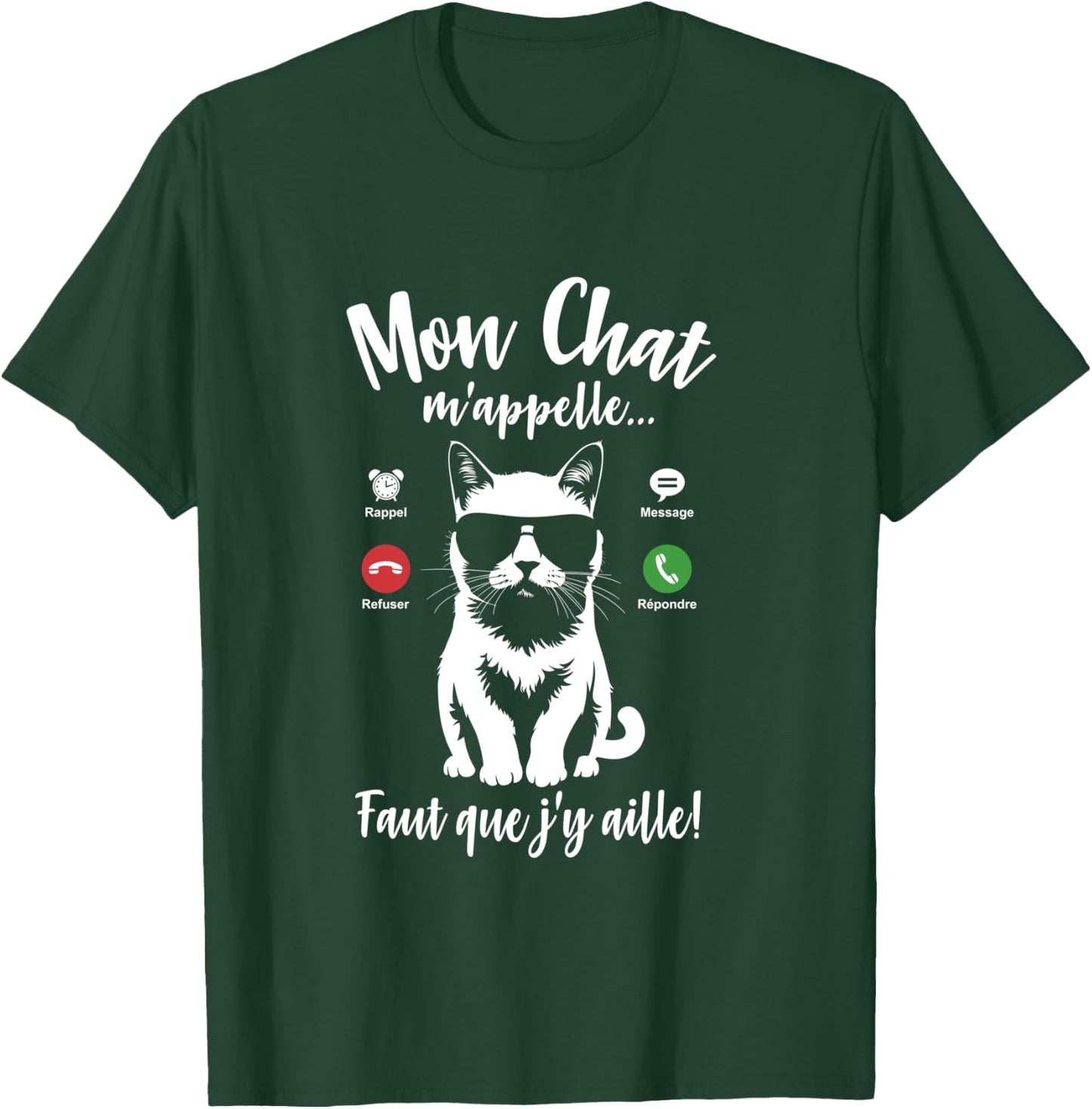 Silhouette Cat Woman Girl Funny My Cat Calls Me Calls Me Design T-Shirt - T-Shirt | Forest