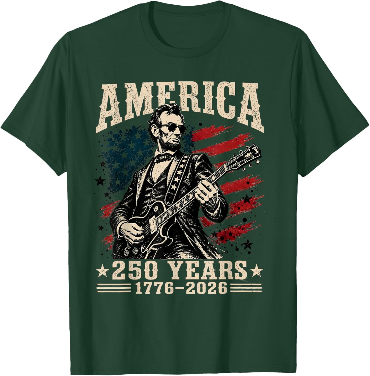 Vintage Abraham Lincoln Abe Lincoln Playing Guitar 250 Years T-Shirt - T-Shirt | Forest