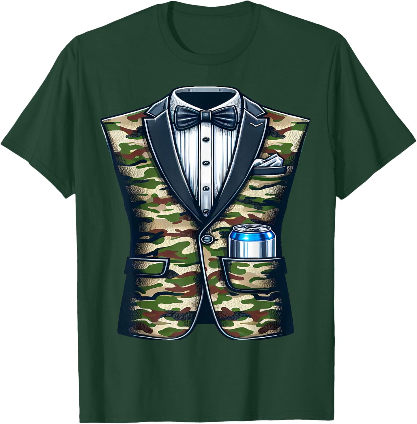 Tuxedo Camouflage with Beer T-Shirt - T-Shirt | Forest