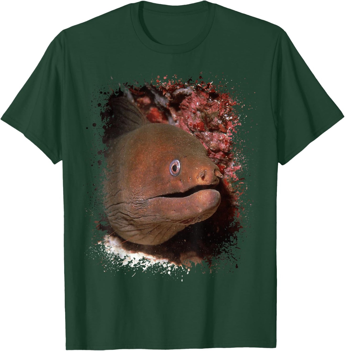 Moray Eel Photo Ocean Animal Splatter Art Aquarium T-Shirt - T-Shirt | Forest
