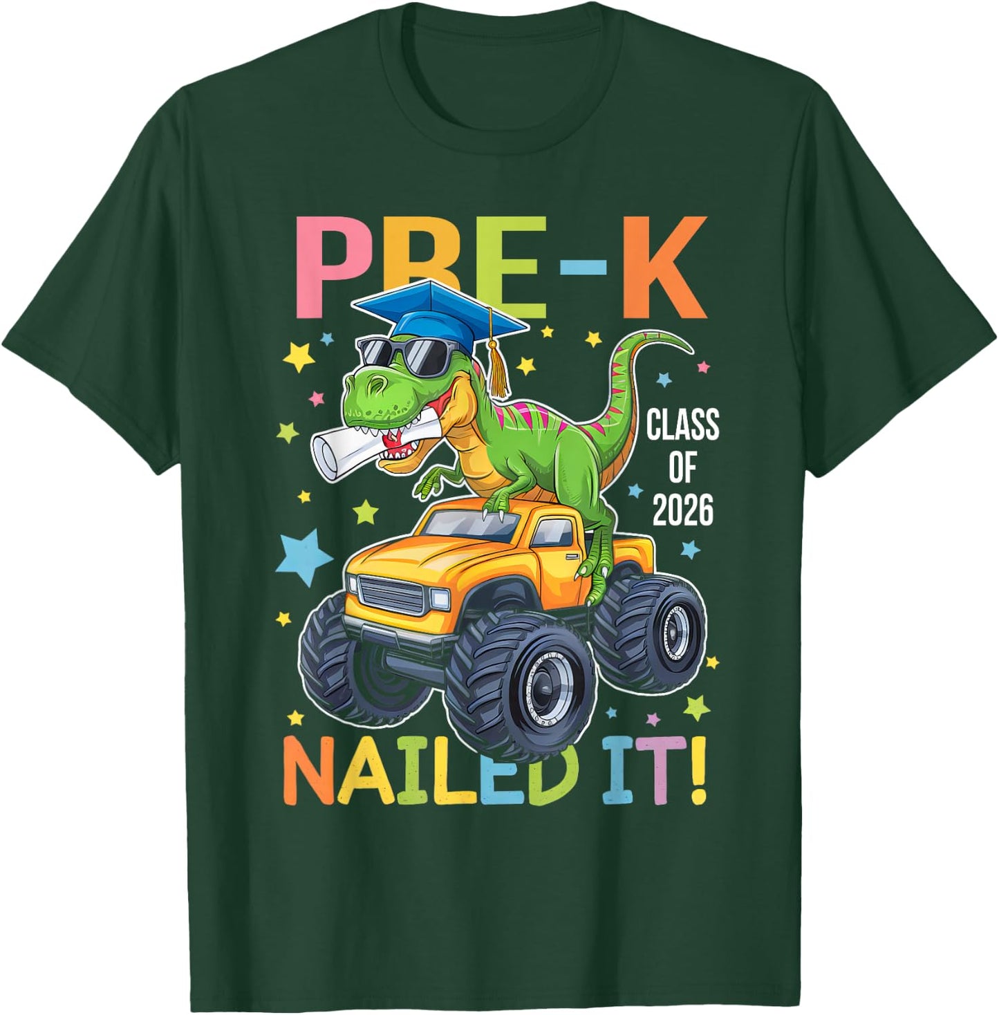 Pre-K Graduation Class Of 2026 Graduate Dinosaur Boys Kids T-Shirt - T-Shirt | Forest