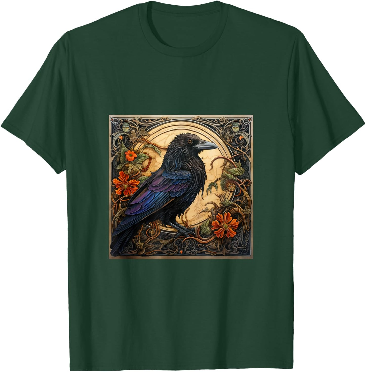 Raven Art Nouveau Abstract T-Shirt - T-Shirt | Forest