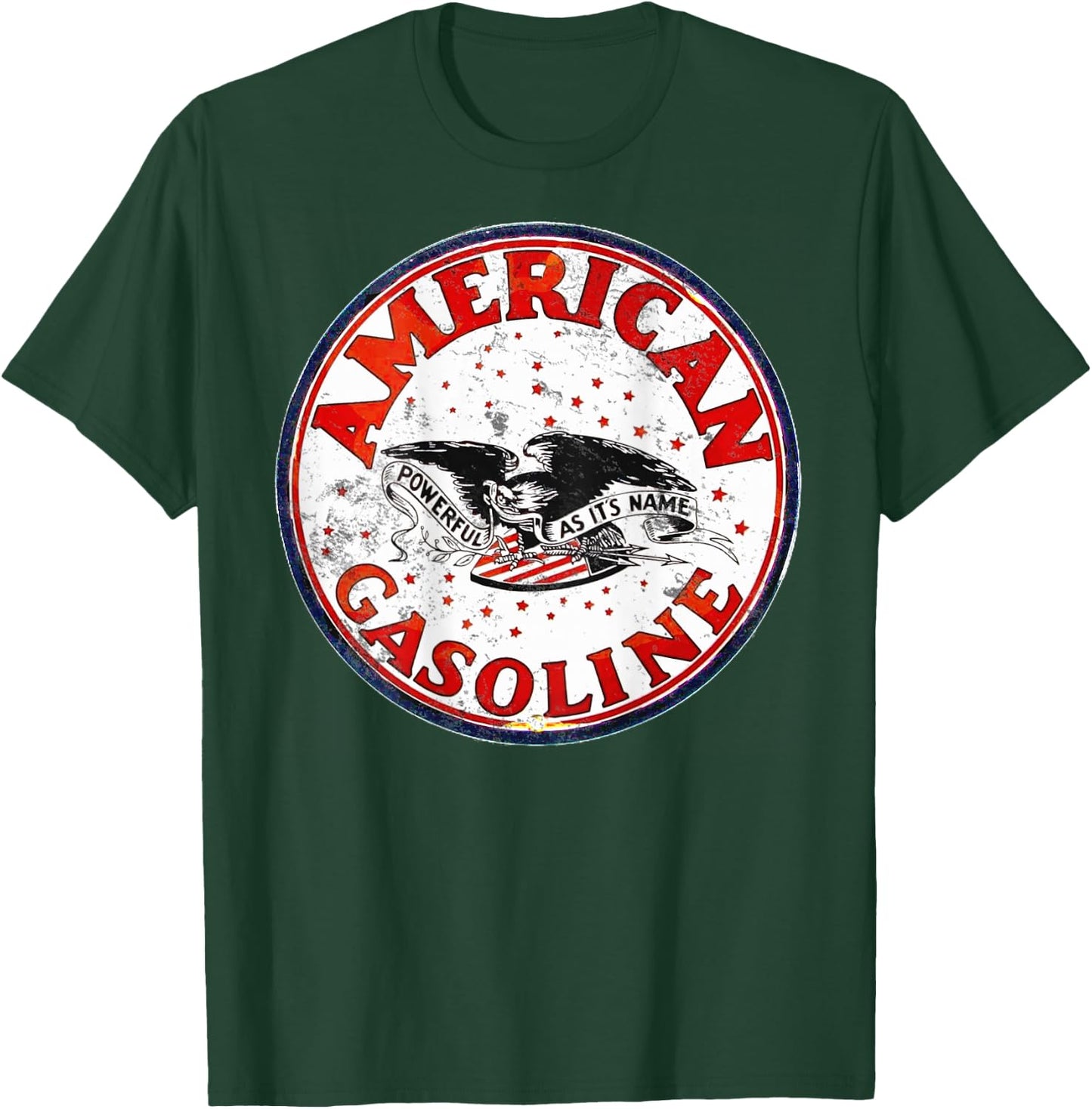 Back Only Print Retro Vintage Gas Station American Gasoline T-Shirt - T-Shirt | Forest