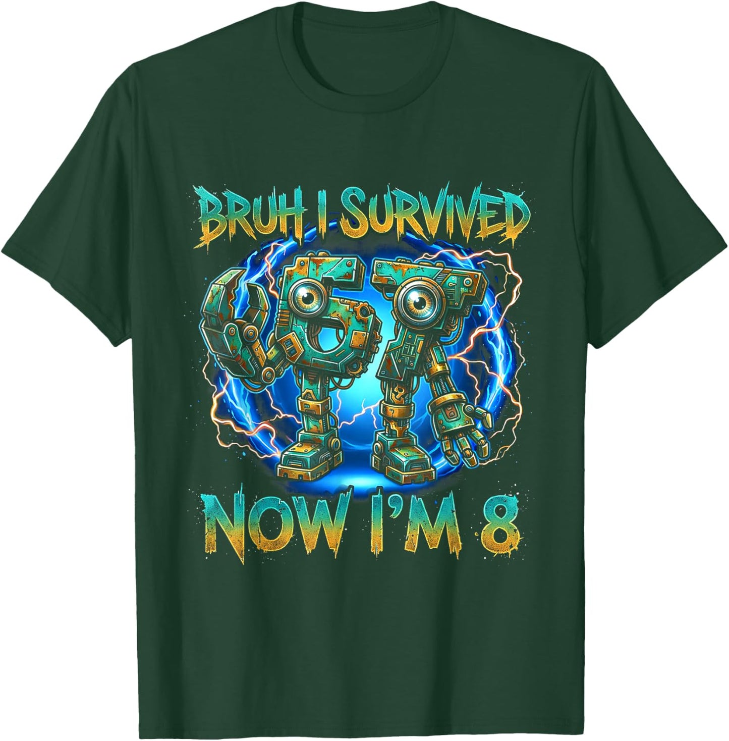 8 Year Old Boys Birthday Outfit 67 Meme Girls 8th Birthday T-Shirt - T-Shirt | Forest
