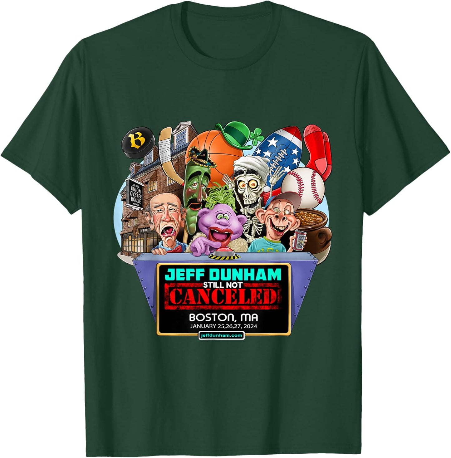 Jeff Dunham Boston, MA (2024) T-Shirt - T-Shirt | Forest