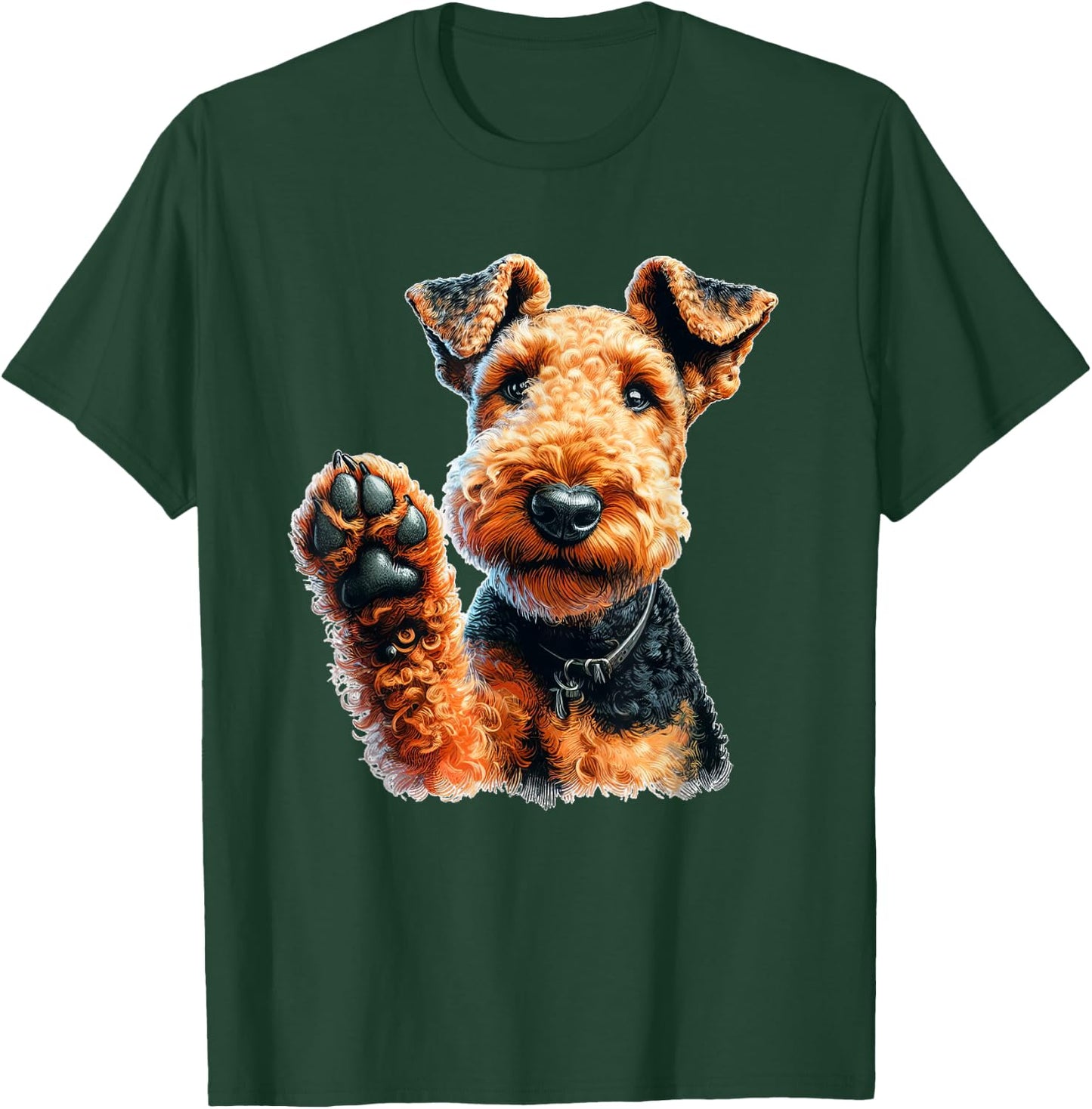 Charming Airedale Terrier Watercolor Art Dog Lover Women Girls Kids T-Shirt - T-Shirt | Forest