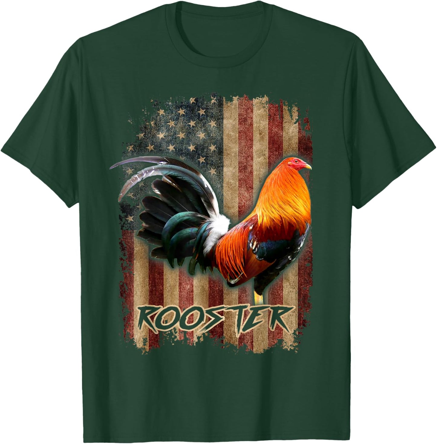 Rooster US Flag Cockfighting Enthusiast Soy Gallero Gamefowl T-Shirt - T-Shirt | Forest