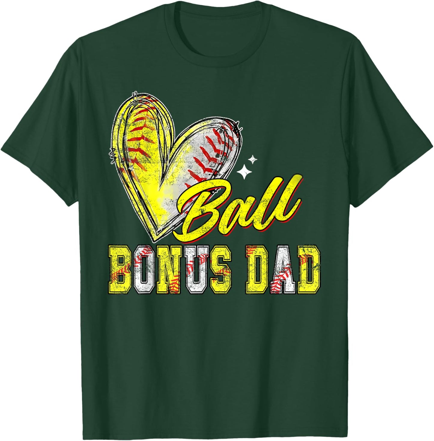 Funny Ball Bonus Dad Softball Baseball Bonus Dad T-Shirt - T-Shirt | Forest