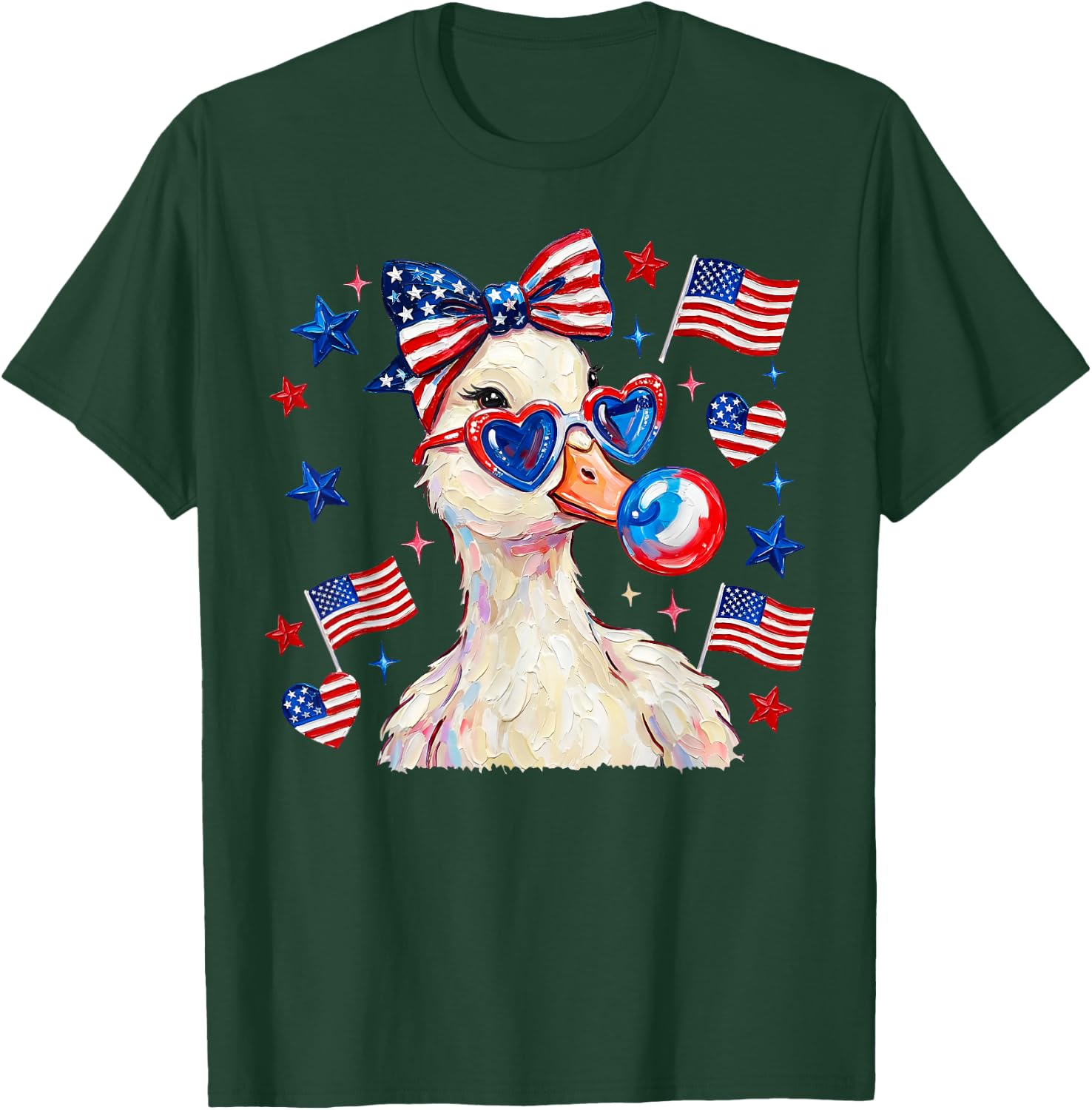 Patriotic Goose Chill the Fourth Out Bubble Gum 4th of July T-Shirt - T-Shirt | Forest