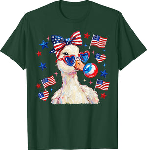 Patriotic Goose Chill the Fourth Out Bubble Gum 4th of July T-Shirt - T-Shirt | Forest