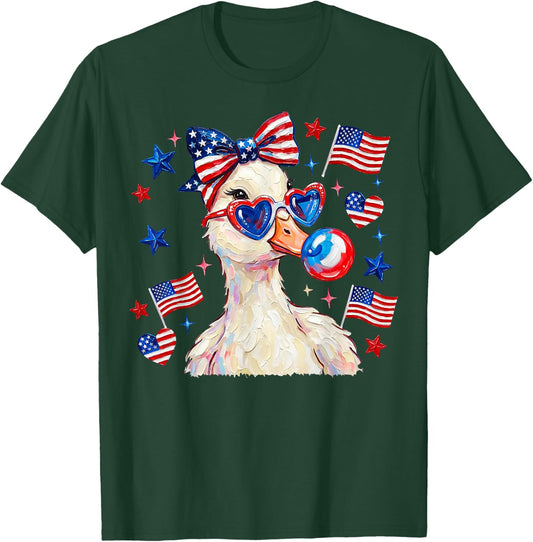 Patriotic Goose Chill the Fourth Out Bubble Gum 4th of July T-Shirt - T-Shirt | Forest