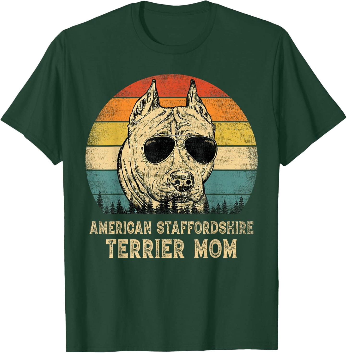 Vintage American Staffordshire Terrier Mom Dog Mother's Day T-Shirt - T-Shirt | Forest