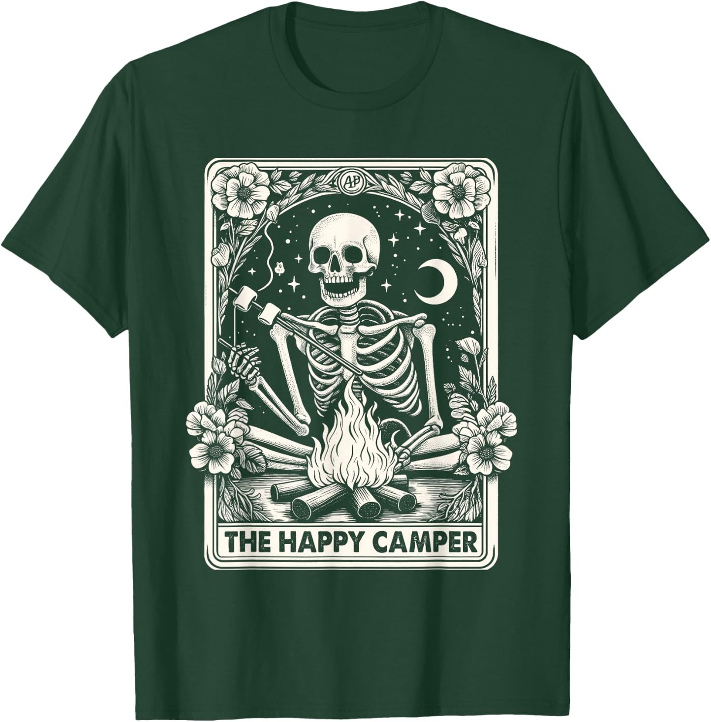 Happy Camper Card Skeleton Camper Camping Halloween T-Shirt - T-Shirt | Forest