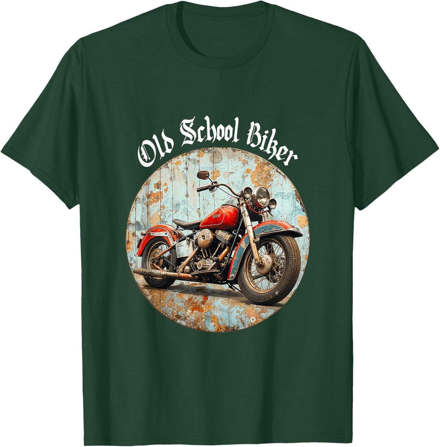 Old School Biker Motorcycle Biker Gift , Black, S T-Shirt - T-Shirt | Forest