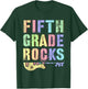 Retro 5th GRADE ROCKS Teacher Rockstar Squad Fifth Grader T-Shirt - T-Shirt | Forest