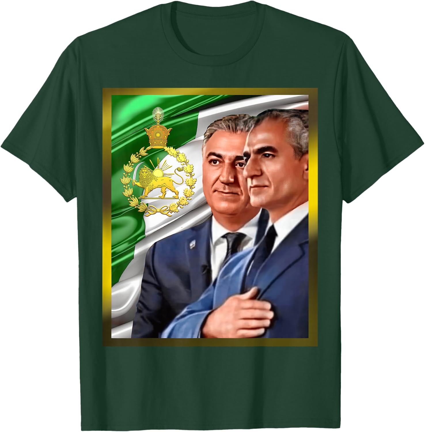 King Mohmmad Reza Pahlavi and King Reza Pahlavi , black T-Shirt - T-Shirt | Forest