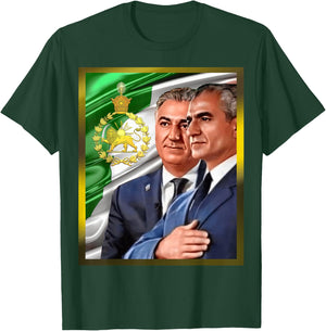 King Mohmmad Reza Pahlavi and King Reza Pahlavi , black T-Shirt - T-Shirt | Forest