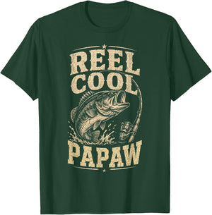 Reel Cool Papaw Grandpa Funny Fathers Day Vintage Style T-Shirt - T-Shirt | Forest