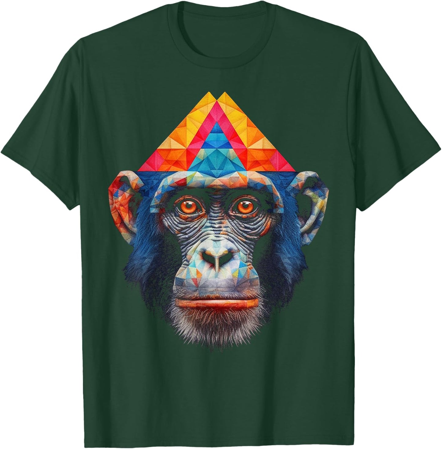Monkey Polygon Colourful Zoo Animal Lover Motif Animal Monkey T-Shirt - T-Shirt | Forest