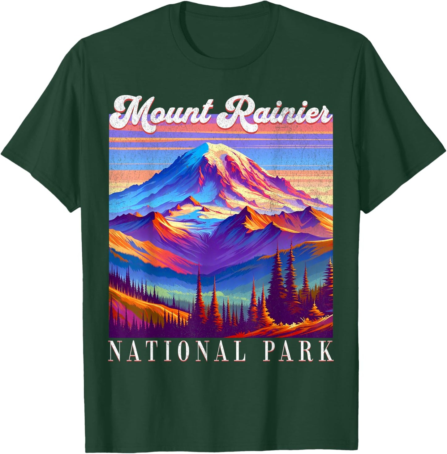 Mt. Rainier National Park Mountain Art Souvenir T-Shirt - T-Shirt | Forest