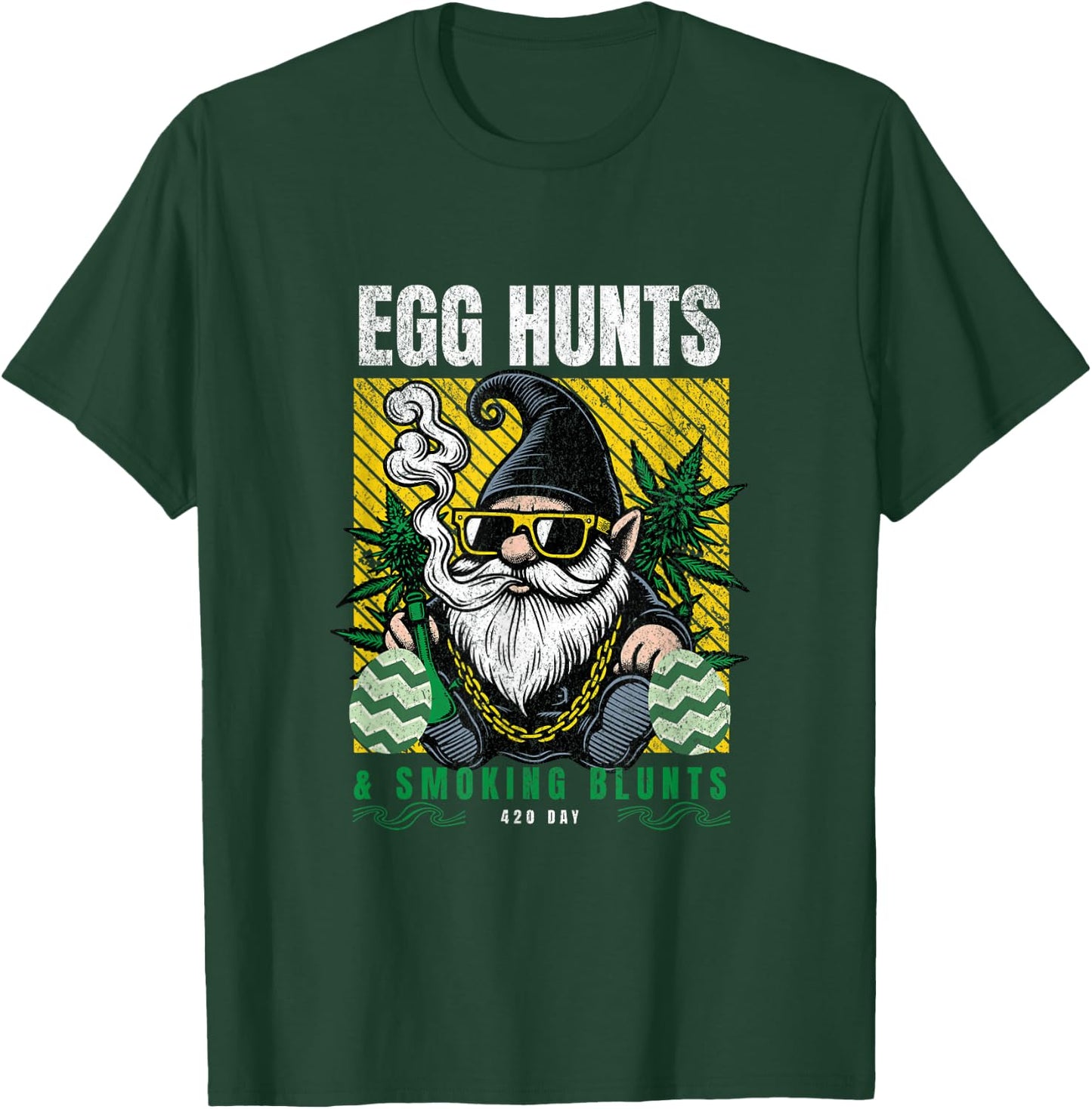Stoned Easter Gnome With Joint 4/20 Marijuana Easter 420 Day T-Shirt - T-Shirt | Forest