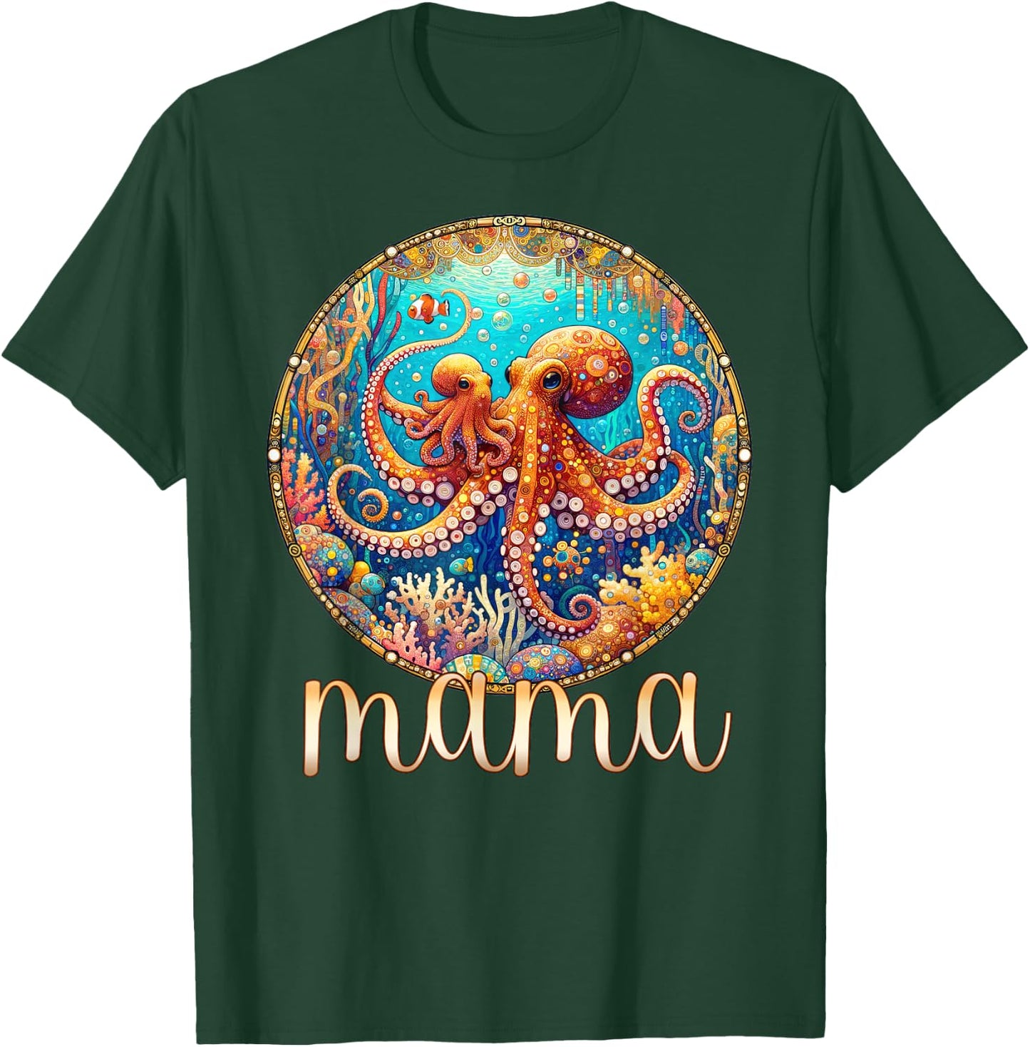 Mom & Baby Octopus - Sea Ocean Animal Mama Mother's Day T-Shirt - T-Shirt | Forest
