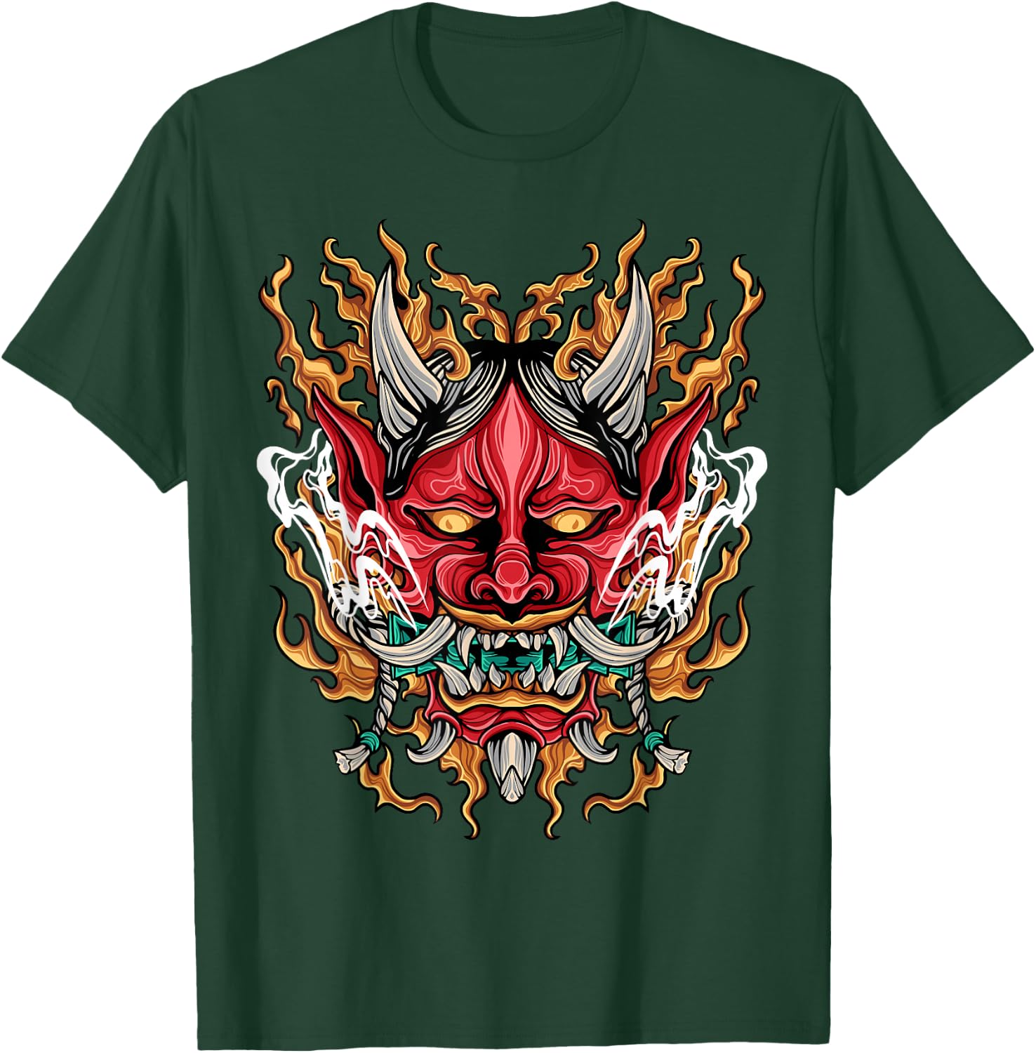Oni Yokai Dämonen Teufel Geschenk Bekleidung DMTRY Herren Demon Oni Schwarz Kurzarm Klassisch Einfarbig S T-Shirt - T-Shirt | Forest