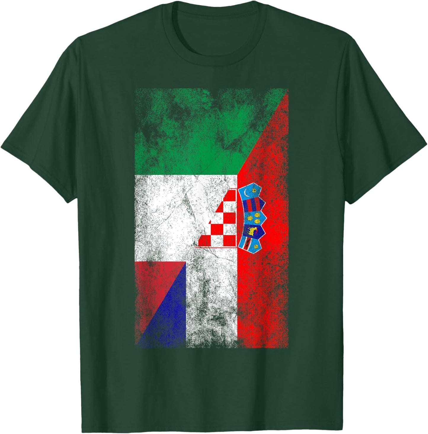 Italy Croatia Flags - Italian Croatian T-Shirt - T-Shirt | Forest