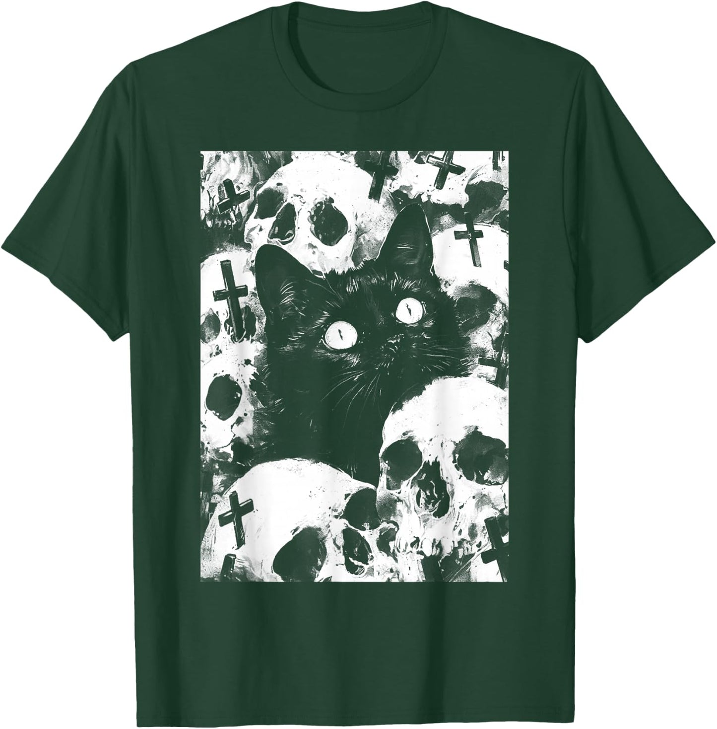 Satanic Occult Cat Goth Grunge Black Metal Crust Punk T-Shirt - T-Shirt | Forest