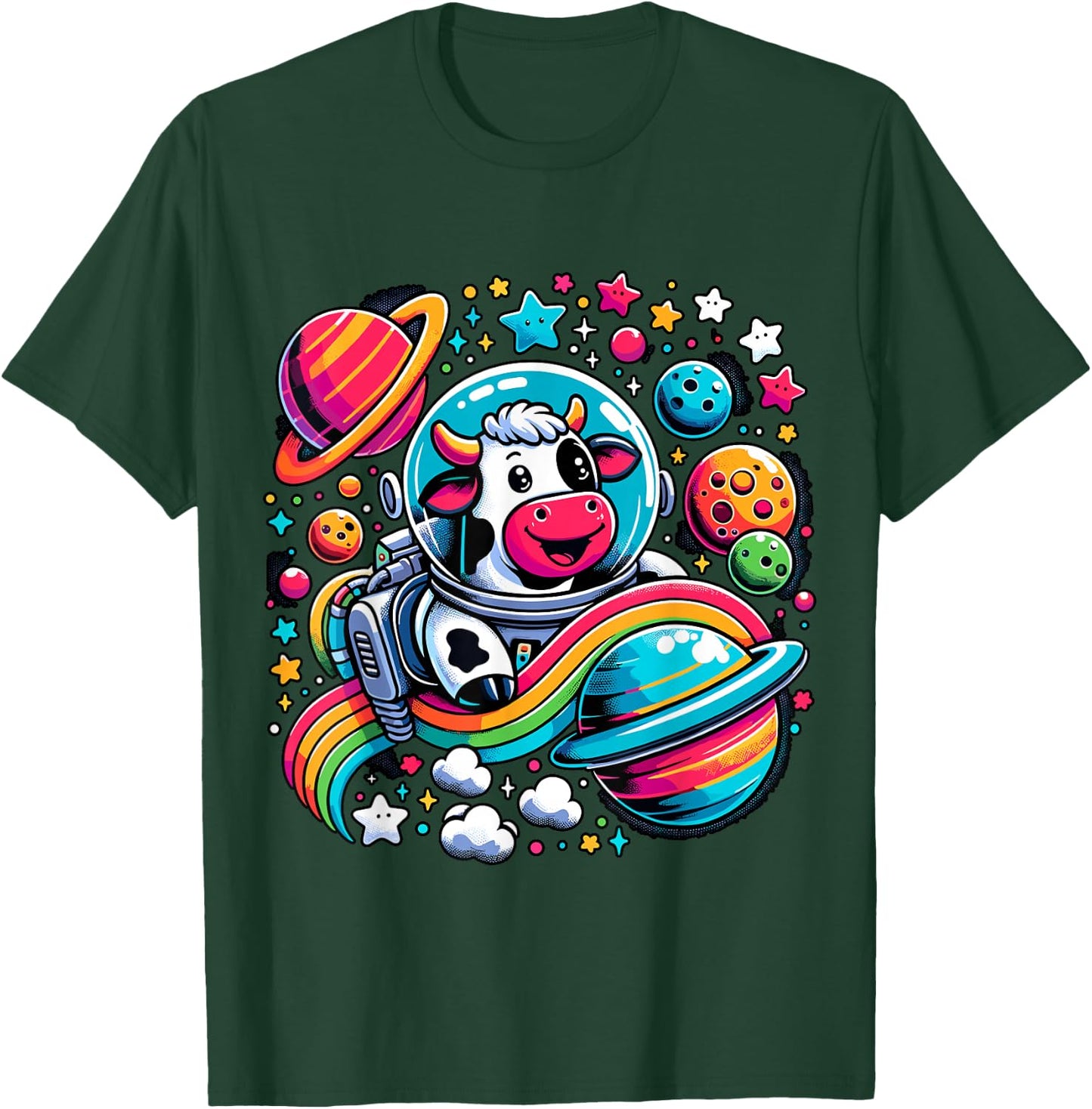 Astronaut Cow Space Galaxy T-Shirt - T-Shirt | Forest