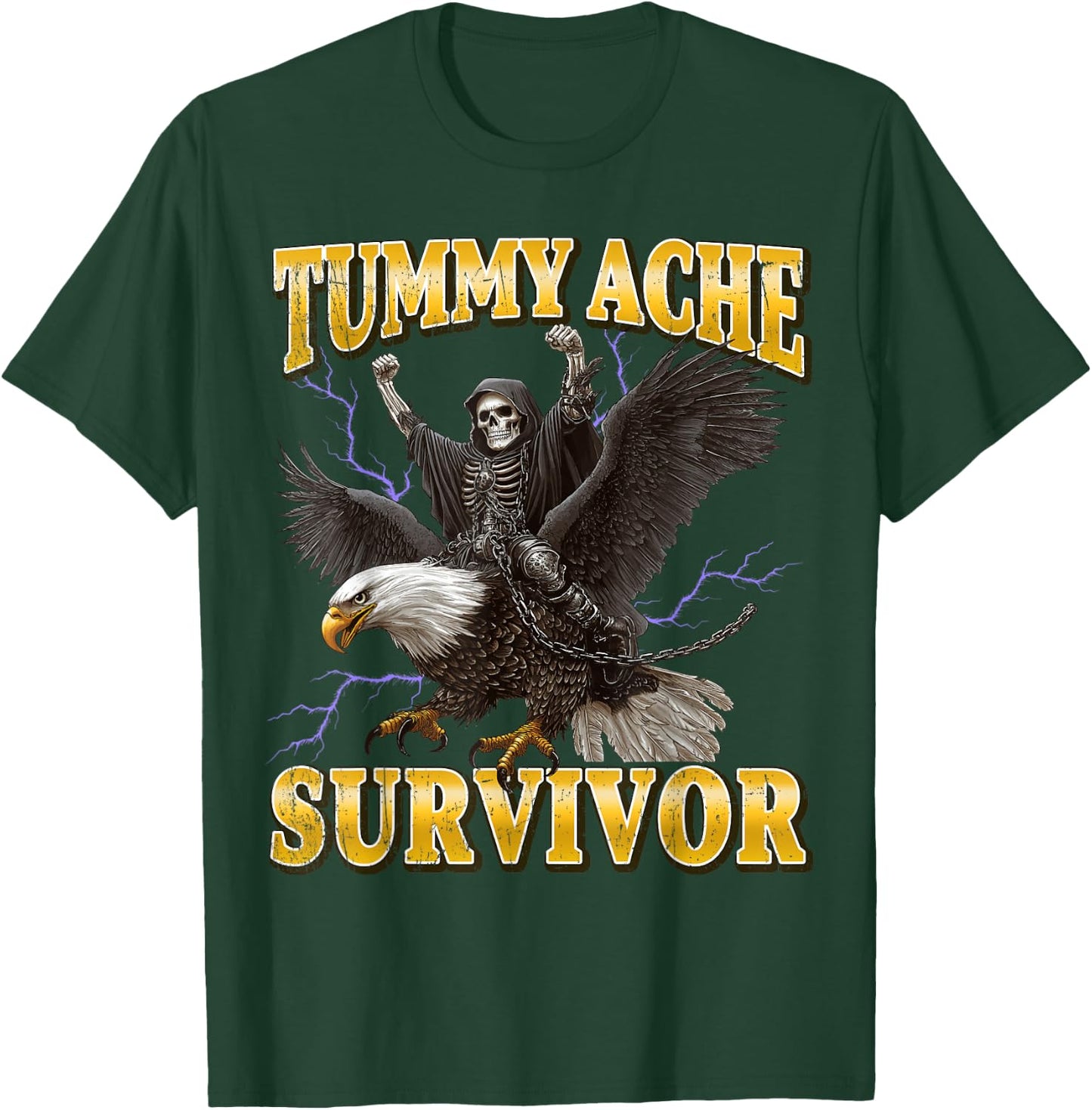 Tummy Ache Survivor Hard Skeleton Meme T-Shirt - T-Shirt | Forest