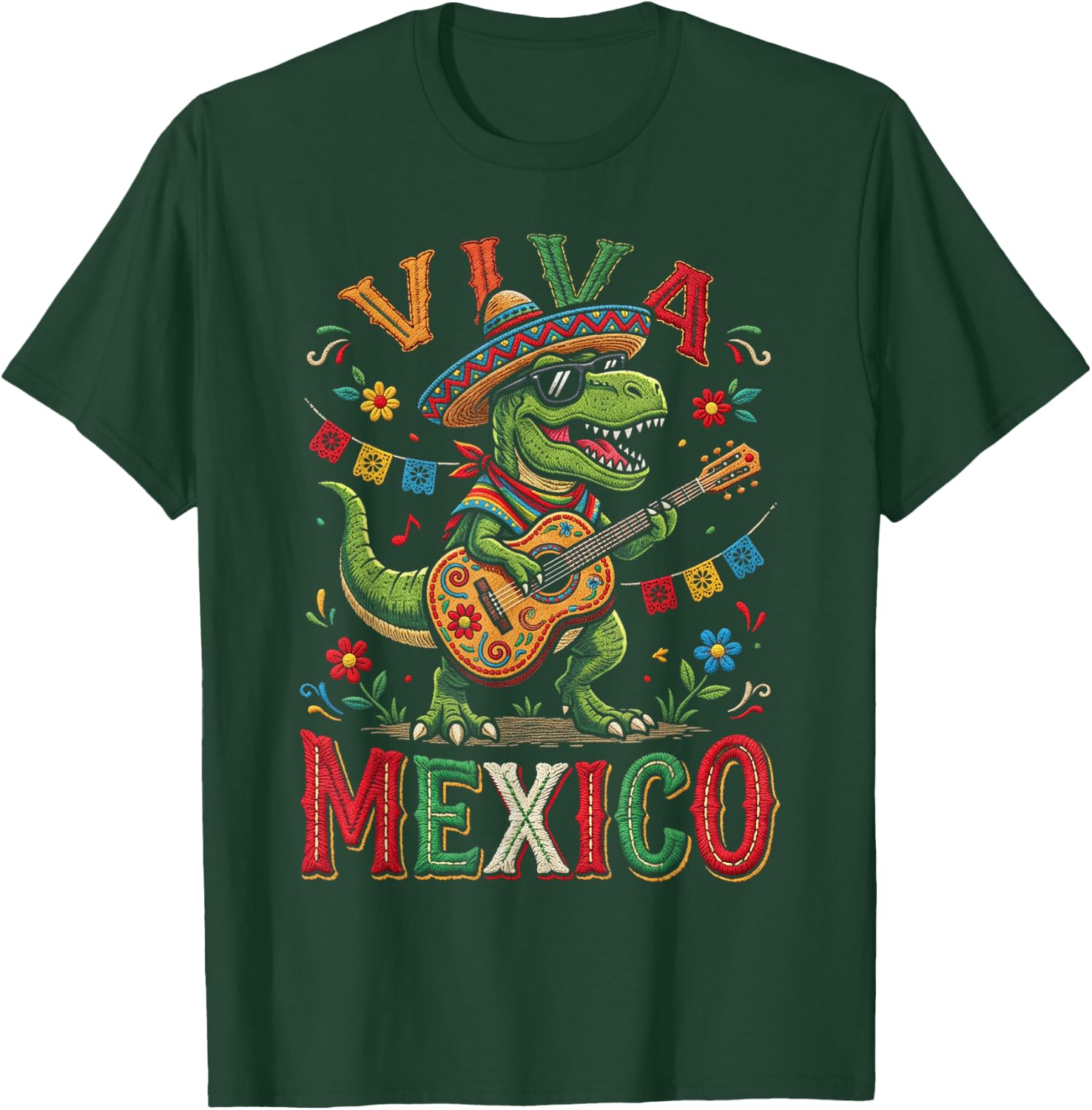 Viva Mexico Boy Dinosaur Mexican Independence Day Kids T-Shirt - T-Shirt | Forest