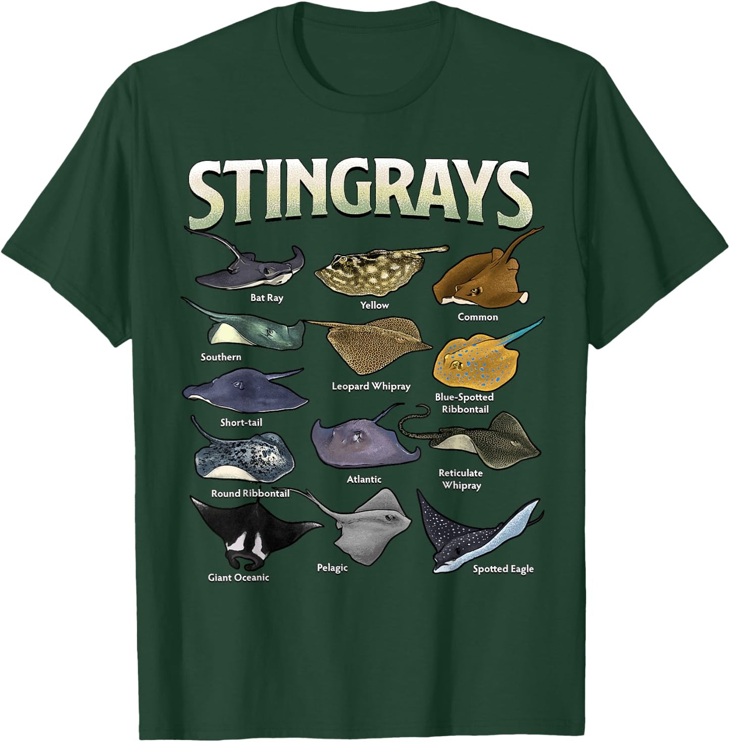 Stingrays of the World Ocean Species Collection Marine Life T-Shirt - T-Shirt | Forest