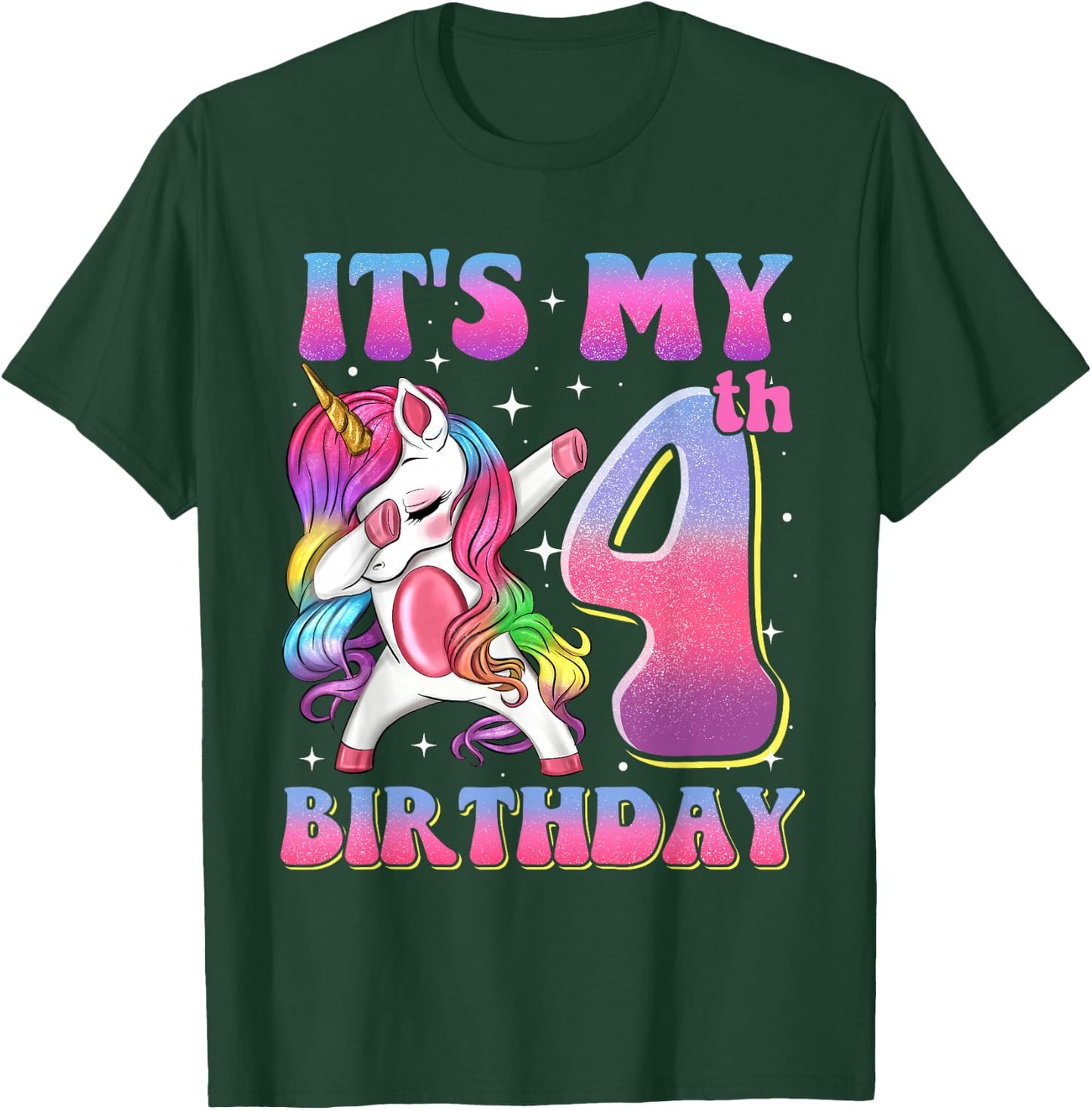 It's My 4th Birthday Dabbing Unicorn 4 Year Old Girls Kids T-Shirt - T-Shirt | Forest