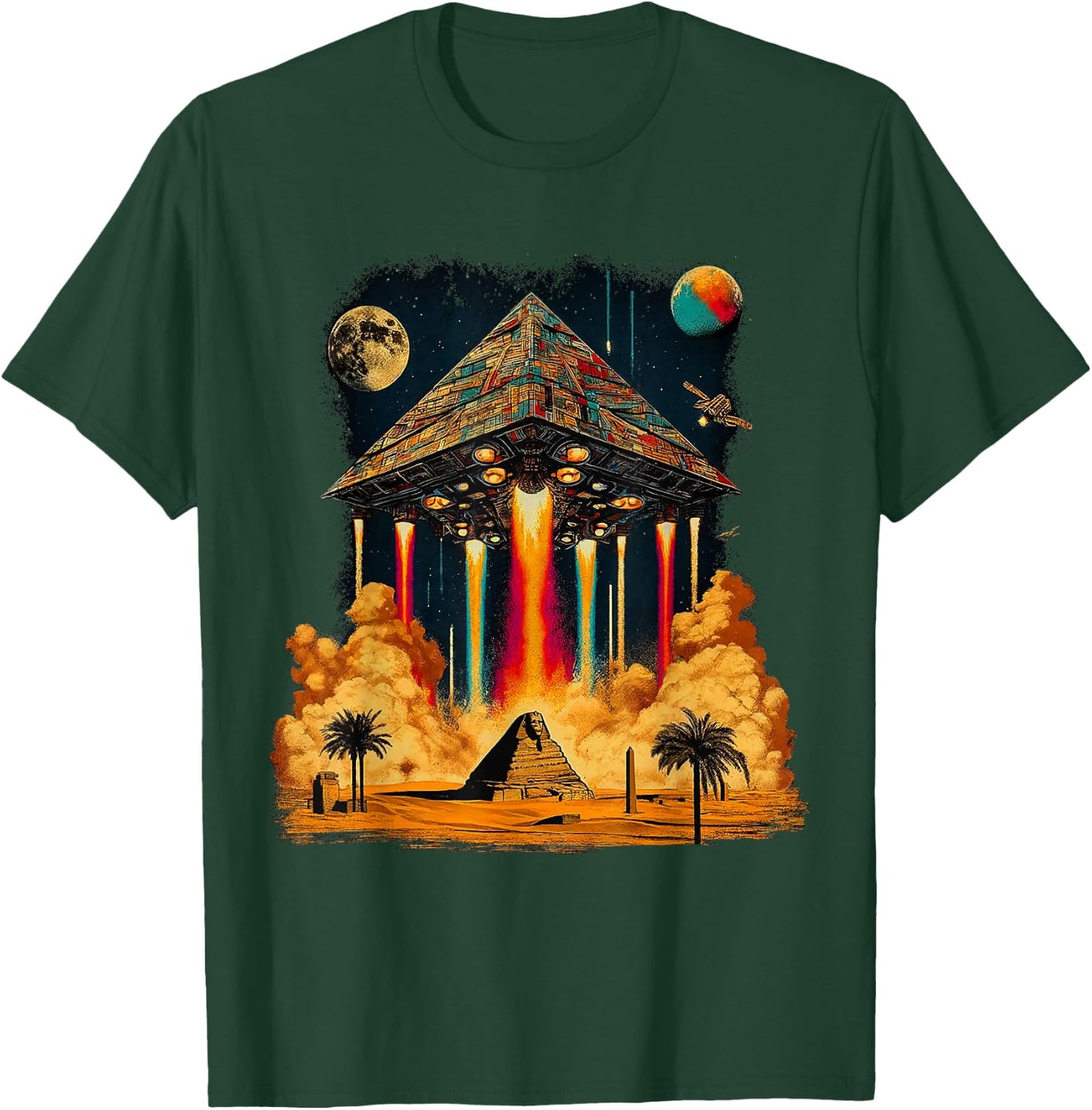 Alien Pyramid Ancient UFO Spaceship Design Astronaut Ancient , Black, S T-Shirt - T-Shirt | Forest