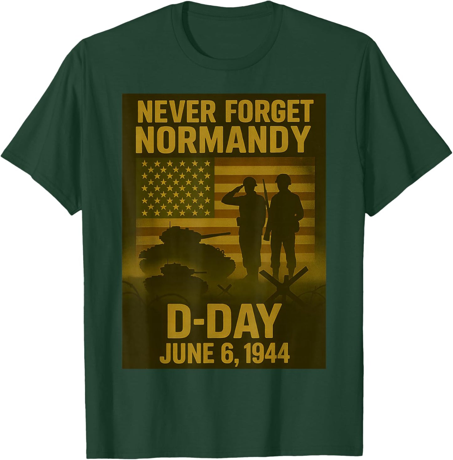 D-Day 82st anniversary 1944-2026 Veteran Remembrance Tribute T-Shirt - T-Shirt | Forest