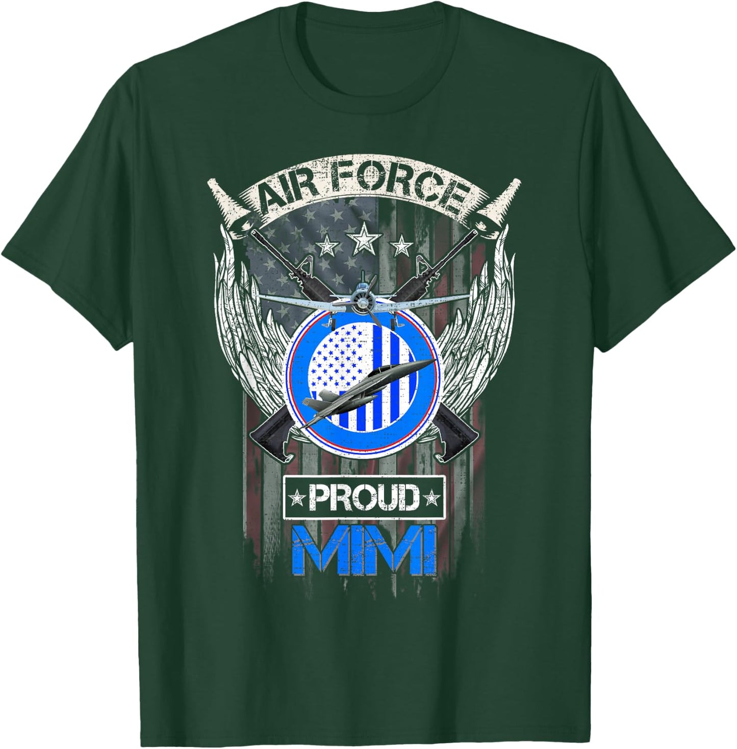 Vintage USA American Flag US Air Force Proud Veteran Mimi T-Shirt - T-Shirt | Forest