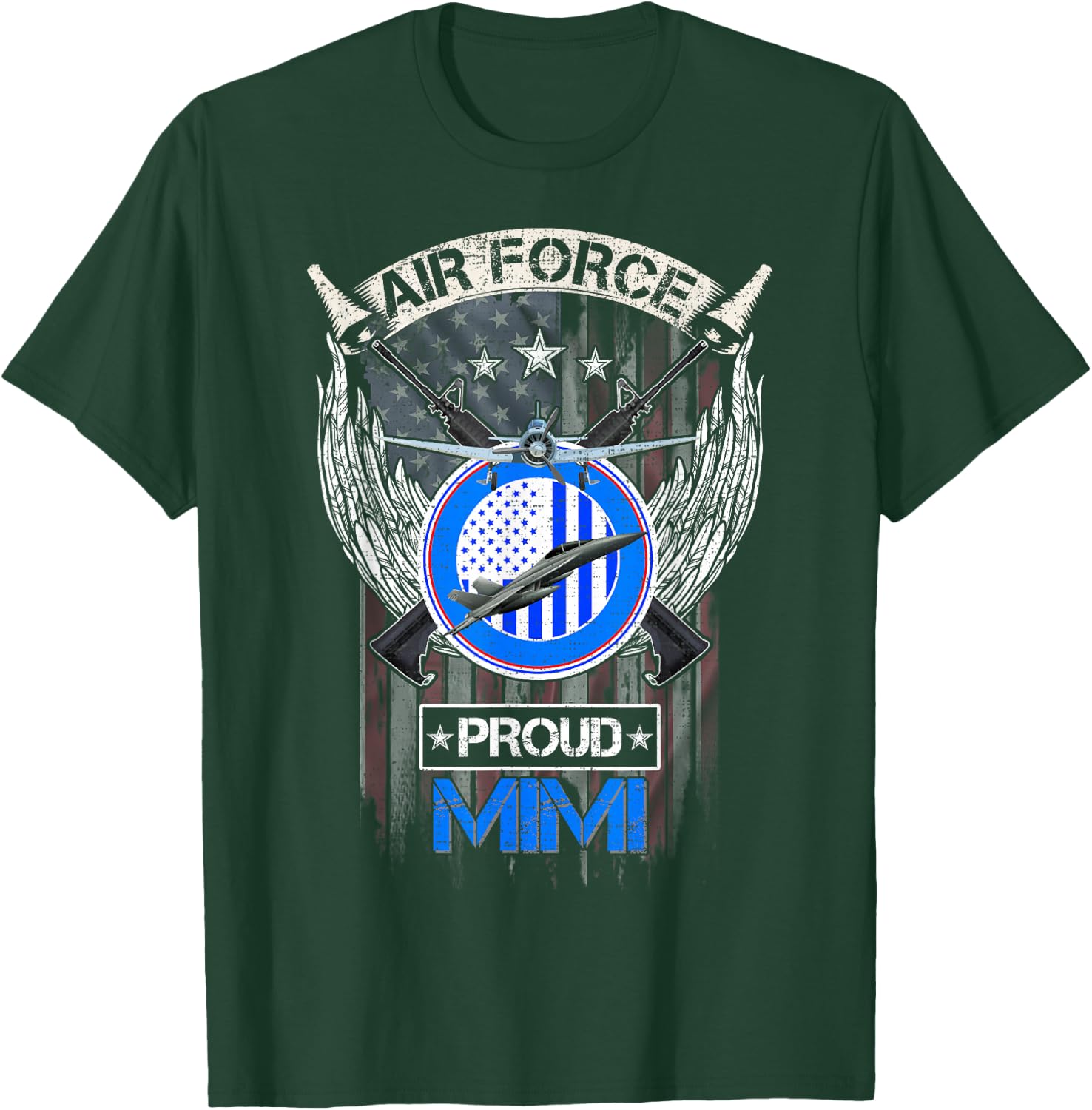 Vintage USA American Flag US Air Force Proud Veteran Mimi T-Shirt - T-Shirt | Forest