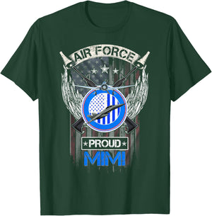 Vintage USA American Flag US Air Force Proud Veteran Mimi T-Shirt - T-Shirt | Forest
