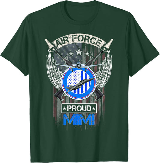 Vintage USA American Flag US Air Force Proud Veteran Mimi T-Shirt - T-Shirt | Forest