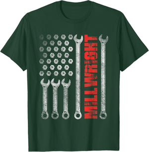 Millwright - Patriotic American Flag Machinist Steel Worker T-Shirt - T-Shirt | Forest