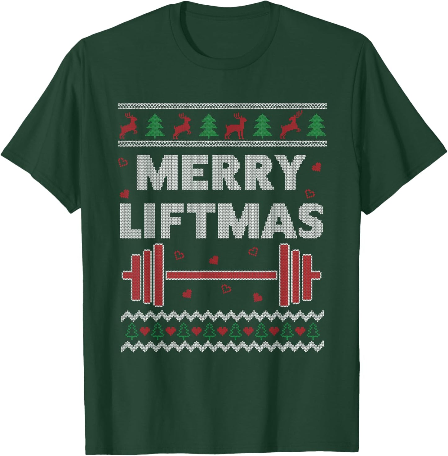 Merry Liftmas Ugly Christmas Gym Workout Funny Fitness T-Shirt - T-Shirt | Forest