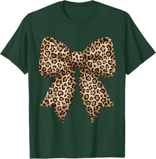 Leopard Bow Coquette Cheetah Pattern T-Shirt - T-Shirt | Forest