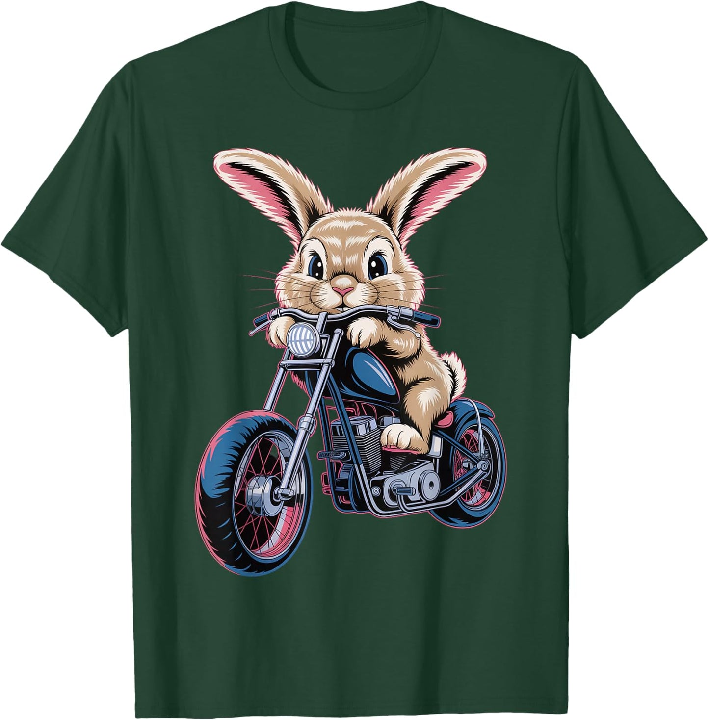 Cute Bunny On Motorcycle T-Shirt - T-Shirt | Forest
